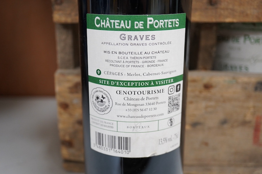 Twelve bottles of Chateau de Portets 2018 Graves grand Vin de Bordeaux. Condition - storage unknown